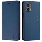 For Motorola Edge 30 Neo RC01 Dual-Folded Magnetic Suction RFID Leather Phone Case(Dark Blue) - 2