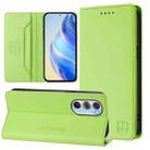 For Motorola Edge 30 Pro / Edge X30 RC01 Dual-Folded Magnetic Suction RFID Leather Phone Case(Grass Green) - 1