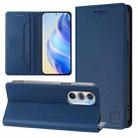 For Motorola Edge 30 Pro / Edge X30 RC01 Dual-Folded Magnetic Suction RFID Leather Phone Case(Dark Blue) - 1