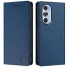 For Motorola Edge 30 Pro / Edge X30 RC01 Dual-Folded Magnetic Suction RFID Leather Phone Case(Dark Blue) - 2