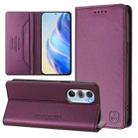 For Motorola Edge 30 Pro / Edge X30 RC01 Dual-Folded Magnetic Suction RFID Leather Phone Case(Violet) - 1