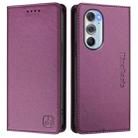 For Motorola Edge 30 Pro / Edge X30 RC01 Dual-Folded Magnetic Suction RFID Leather Phone Case(Violet) - 2