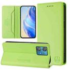 For Motorola Edge 40 Neo RC01 Dual-Folded Magnetic Suction RFID Leather Phone Case(Grass Green) - 1