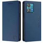 For Motorola Edge 40 Neo RC01 Dual-Folded Magnetic Suction RFID Leather Phone Case(Dark Blue) - 2