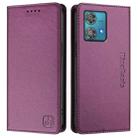 For Motorola Edge 40 Neo RC01 Dual-Folded Magnetic Suction RFID Leather Phone Case(Violet) - 2