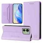 For Motorola Edge 40 / Edge 2023 US RC01 Dual-Folded Magnetic Suction RFID Leather Phone Case(Light Purple) - 1