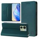 For Motorola Edge 40 / Edge 2023 US RC01 Dual-Folded Magnetic Suction RFID Leather Phone Case(Dark Green) - 1