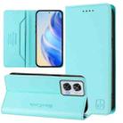 For Motorola Edge 50 Fusion RC01 Dual-Folded Magnetic Suction RFID Leather Phone Case(Mint Green) - 1