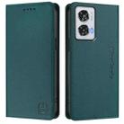 For Motorola Edge 50 Fusion RC01 Dual-Folded Magnetic Suction RFID Leather Phone Case(Dark Green) - 2