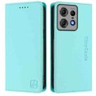 For Motorola Edge 50 Pro RC01 Dual-Folded Magnetic Suction RFID Leather Phone Case(Mint Green) - 2