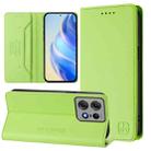 For Motorola Edge 50 Pro RC01 Dual-Folded Magnetic Suction RFID Leather Phone Case(Grass Green) - 1