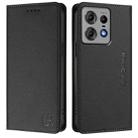 For Motorola Edge 50 Pro RC01 Dual-Folded Magnetic Suction RFID Leather Phone Case(Black) - 2