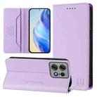 For Motorola Edge 50 Pro RC01 Dual-Folded Magnetic Suction RFID Leather Phone Case(Light Purple) - 1