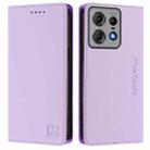 For Motorola Edge 50 Pro RC01 Dual-Folded Magnetic Suction RFID Leather Phone Case(Light Purple) - 2