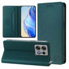 For Motorola Edge 50 Pro RC01 Dual-Folded Magnetic Suction RFID Leather Phone Case(Dark Green) - 1