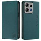 For Motorola Edge 50 Pro RC01 Dual-Folded Magnetic Suction RFID Leather Phone Case(Dark Green) - 2