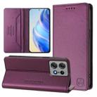 For Motorola Edge 50 Pro RC01 Dual-Folded Magnetic Suction RFID Leather Phone Case(Violet) - 1