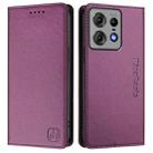 For Motorola Edge 50 Pro RC01 Dual-Folded Magnetic Suction RFID Leather Phone Case(Violet) - 2