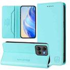 For Motorola Edge 50 Global RC01 Dual-Folded Magnetic Suction RFID Leather Phone Case(Mint Green) - 1