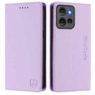 For Motorola Edge 50 Global RC01 Dual-Folded Magnetic Suction RFID Leather Phone Case(Light Purple) - 2