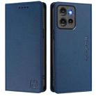 For Motorola Edge 50 Global RC01 Dual-Folded Magnetic Suction RFID Leather Phone Case(Dark Blue) - 2