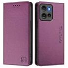 For Motorola Edge 50 Global RC01 Dual-Folded Magnetic Suction RFID Leather Phone Case(Violet) - 2