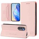 For Motorola Edge 2022 / Edge 5G UW 2022 RC01 Dual-Folded Magnetic Suction RFID Leather Phone Case(Pink) - 1