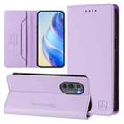 For Motorola Edge 2022 / Edge 5G UW 2022 RC01 Dual-Folded Magnetic Suction RFID Leather Phone Case(Light Purple) - 1