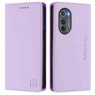 For Motorola Edge 2022 / Edge 5G UW 2022 RC01 Dual-Folded Magnetic Suction RFID Leather Phone Case(Light Purple) - 2