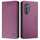 For Motorola Edge 2022 / Edge 5G UW 2022 RC01 Dual-Folded Magnetic Suction RFID Leather Phone Case(Violet) - 2