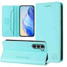 For Motorola Edge S30 / Moto G200 5G RC01 Dual-Folded Magnetic Suction RFID Leather Phone Case(Mint Green) - 1