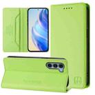 For Motorola Edge S30 / Moto G200 5G RC01 Dual-Folded Magnetic Suction RFID Leather Phone Case(Grass Green) - 1