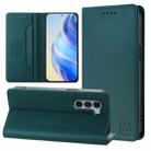 For Motorola Edge S30 / Moto G200 5G RC01 Dual-Folded Magnetic Suction RFID Leather Phone Case(Dark Green) - 1