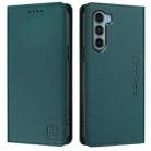 For Motorola Edge S30 / Moto G200 5G RC01 Dual-Folded Magnetic Suction RFID Leather Phone Case(Dark Green) - 2