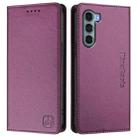 For Motorola Edge S30 / Moto G200 5G RC01 Dual-Folded Magnetic Suction RFID Leather Phone Case(Violet) - 2