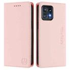 For Motorola Edge+ 2023 / Edge 40 Pro RC01 Dual-Folded Magnetic Suction RFID Leather Phone Case(Pink) - 2