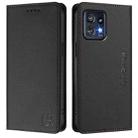 For Motorola Edge+ 2023 / Edge 40 Pro RC01 Dual-Folded Magnetic Suction RFID Leather Phone Case(Black) - 2