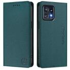 For Motorola Edge+ 2023 / Edge 40 Pro RC01 Dual-Folded Magnetic Suction RFID Leather Phone Case(Dark Green) - 2