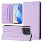 For Motorola Moto G15 RC01 Dual-Folded Magnetic Suction RFID Leather Phone Case(Light Purple) - 1