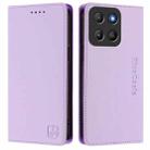 For Motorola Moto G15 RC01 Dual-Folded Magnetic Suction RFID Leather Phone Case(Light Purple) - 2