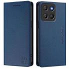 For Motorola Moto G15 RC01 Dual-Folded Magnetic Suction RFID Leather Phone Case(Dark Blue) - 2