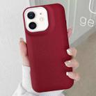 For iPhone 12 Leather Texture Phone Case(Wine Red) - 1