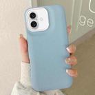 For iPhone 16 Leather Texture Phone Case(Sky Blue) - 1