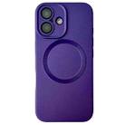 For iPhone 16 Plus Metallic Paint CD Texture MagSafe TPU Phone Case(Dark Purple) - 1