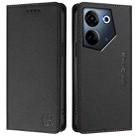 For Tecno Camon 20 4G / 20 Pro 4G RC01 Dual-Folded Magnetic Suction RFID Leather Phone Case(Black) - 2