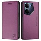 For Tecno Camon 20 4G / 20 Pro 4G RC01 Dual-Folded Magnetic Suction RFID Leather Phone Case(Violet) - 2