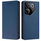 For Tecno Camon 20 Pro 5G RC01 Dual-Folded Magnetic Suction RFID Leather Phone Case(Dark Blue) - 2