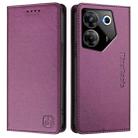 For Tecno Camon 20 Pro 5G RC01 Dual-Folded Magnetic Suction RFID Leather Phone Case(Violet) - 2
