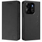 For Tecno Pop 7/ 7 Pro / Spark GO 2023 RC01 Dual-Folded Magnetic Suction RFID Leather Phone Case(Black) - 2