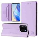 For Tecno Pop 7/ 7 Pro / Spark GO 2023 RC01 Dual-Folded Magnetic Suction RFID Leather Phone Case(Light Purple) - 1